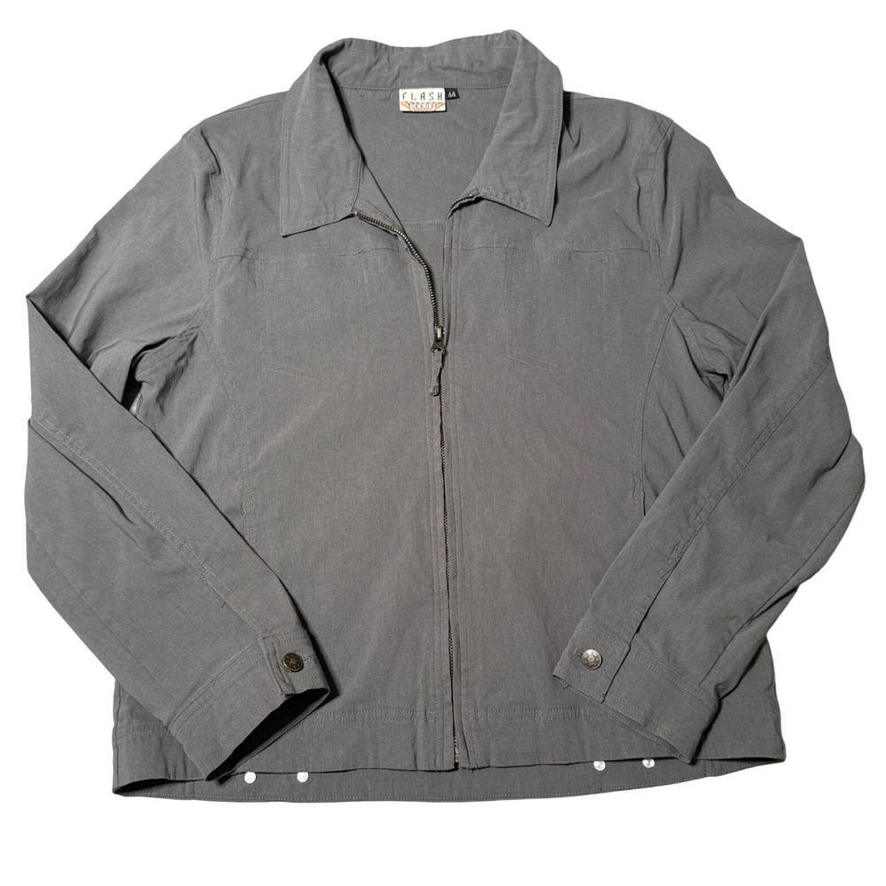 Vintage Flash Jeans Gray Lightweight Zip Up Jacket Viscose Blend Size 44 Mens L